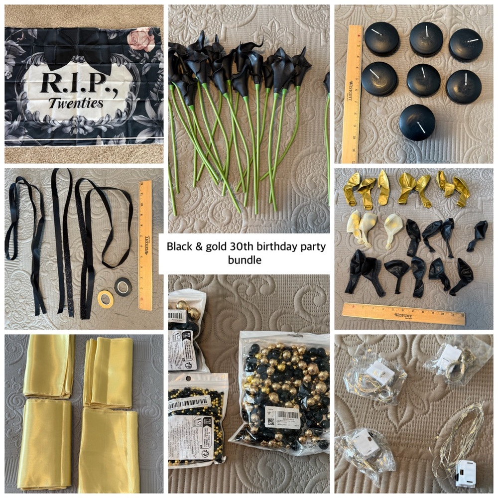 🎉 Black & Gold 30th Birthday Party Decor Bundle Elegant Milestone Celebration 🎉
